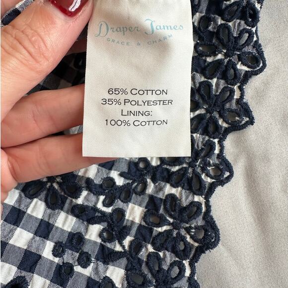 Draper James, Navy/White, Gingham, Lined, Mini Tank Dress- 0/2(Altered) - Picture 4 of 9